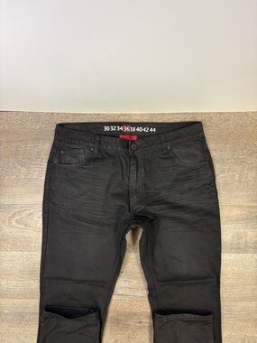 Denim House Black Coated Jeans Men’s W36 L33 Slim Straight Sheen Finish